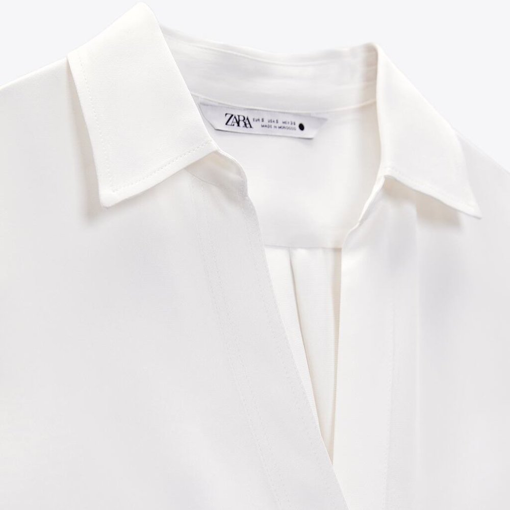 Zara Ecru Satin Blouse 2622/966 - Picture 4 of 6